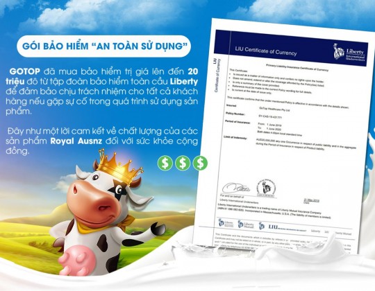 Tại sao sữa hoàng gia Úc Royal Ausnz lại mua gói bảo hiểm lên đến 20 triệu đô?