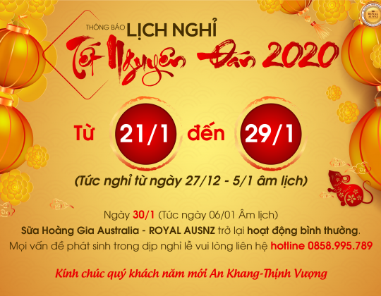 Thông báo lịch nghỉ Tết Nguyên Đán 2020
