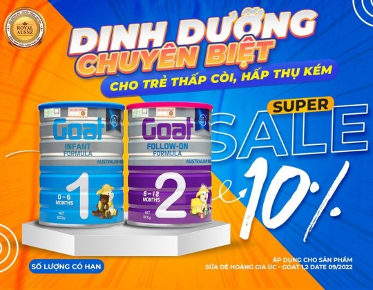 Khuyến mại: Giảm 10% sữa dê Hoàng Gia Úc Goat 1,2