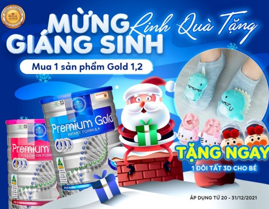 Mừng giáng sinh: Tặng ngay 1 đôi tất 3D đáng yêu cho bé khi mua 1 sản phẩm Gold 1 hoặc Gold 2 (900g)