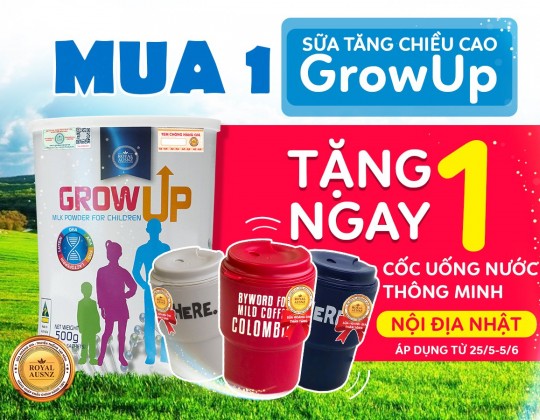 Khuyến mại: Mua 1 lon sữa Grow Up tăng 1 cốc nước thông minh