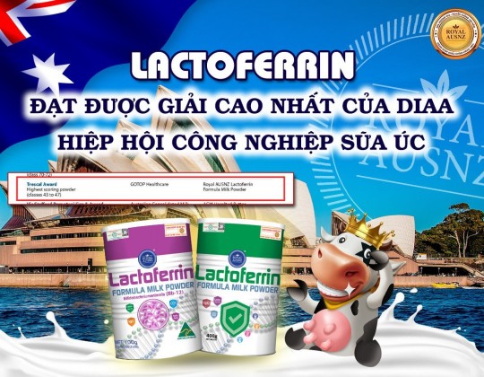Lactoferrin vinh dự đạt giải thưởng cao nhất của DIAA - Hiệp hội công nghiệp sữa Úc