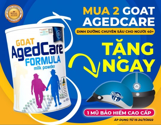 Tặng ngay 1 mũ bảo hiểm cao cấp - Khi mua 2 lon sữa dê cho người trên 40 tuổi Goat Agedcare