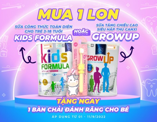 Mừng trung thu: Mua 1 lon sữa – Tặng 1 bàn chải đánh răng lông siêu mền cho bé