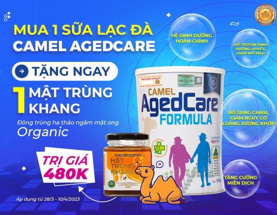 Tặng 1 Mật Trùng Khang trị giá 480K – Khi mua 1 sữa lạc đà Camel Agedcare cho người già