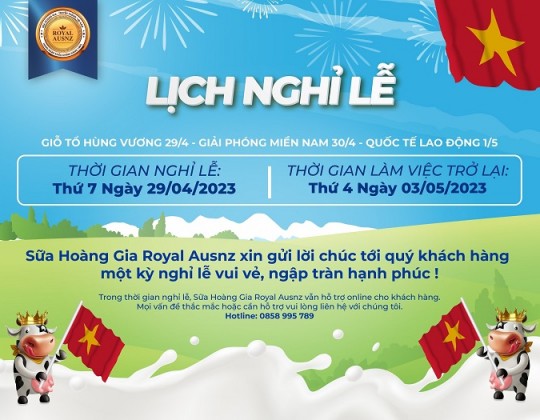 Thông báo: Lịch nghỉ lễ Giỗ tổ Hùng Vương 29/4 – Giải phóng miền Nam 30/4 – Quốc tế lao động 1/5 năm 2023