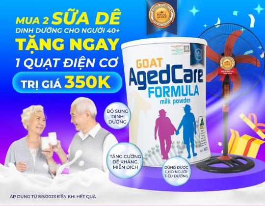 Tặng 1 quạt điện cơ WinFan trị giá 350K - Khi mua 2 lon sữa Goat Agedcare cho người 40+