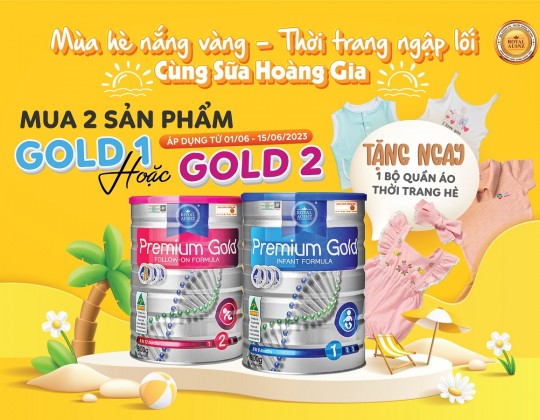 Tặng 1 bộ quần áo thời trang hè cho bé khi mua 2 lon sữa Gold 1 hoặc Gold 2