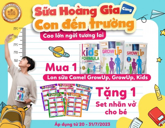 Khuyến mãi mùa tựu trường: Tặng 1 set nhãn vở cho bé khi mua Sữa Hoàng Gia Royal Ausnz